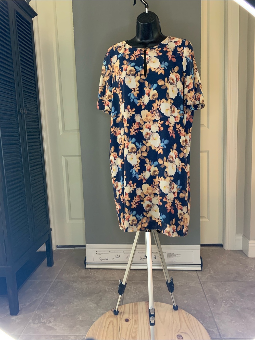 J. Crew Navy Floral Shift Dress